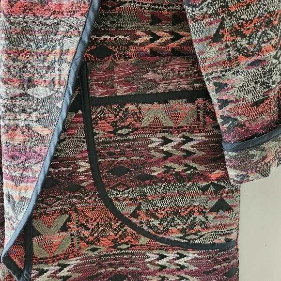 Kollontai Aztec Open Front Bohemian Hippie Casual Fall Cardigan Size Small. - Picture 7 of 16